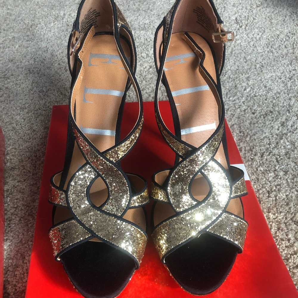 Elle gold glitter high heals